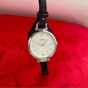 Fossil Women’s Stainless Steel Quartz Watch Black leather Classic minimalist